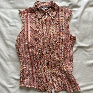Vintage Rampage women’s sleeveless patterned button-up shirt
